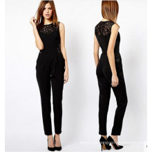 OEM Chiffon Mulheres Sexy Jumpsuite Sexy Ladies Playsuit Black Lace Romper